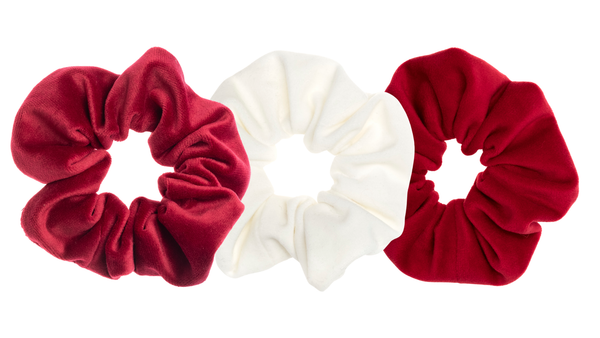 3 PK VELVET SCRUNCHIE CANDY CANE