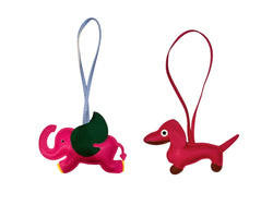 2 PK ELEPHANT & DACHS BAG CHARM PINK COMBO