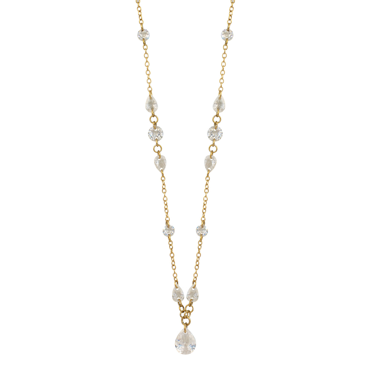 CLEAR CRYSTAL DROP NECKLACE