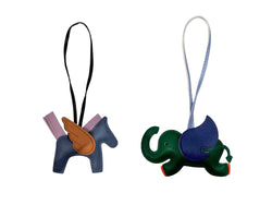 2 PK PONY & ELEPHANT BAG CHARM BLUE & GREEN COMBO