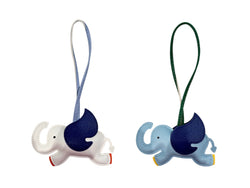 2 PK ELEPHANT BAG CHARM WHITE & BLUE COMBO