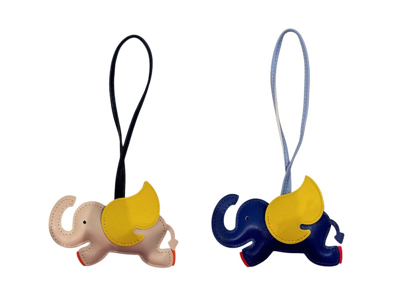 2 PK ELEPHANT BAG CHARM NUDE & DARK BLUE COMBO