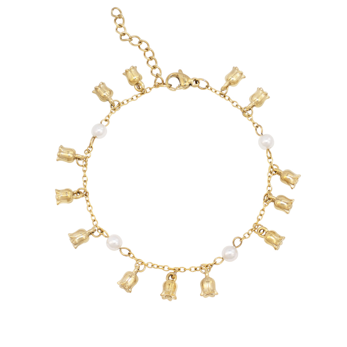 LILY FLOWER BRACELET W/PEARLS