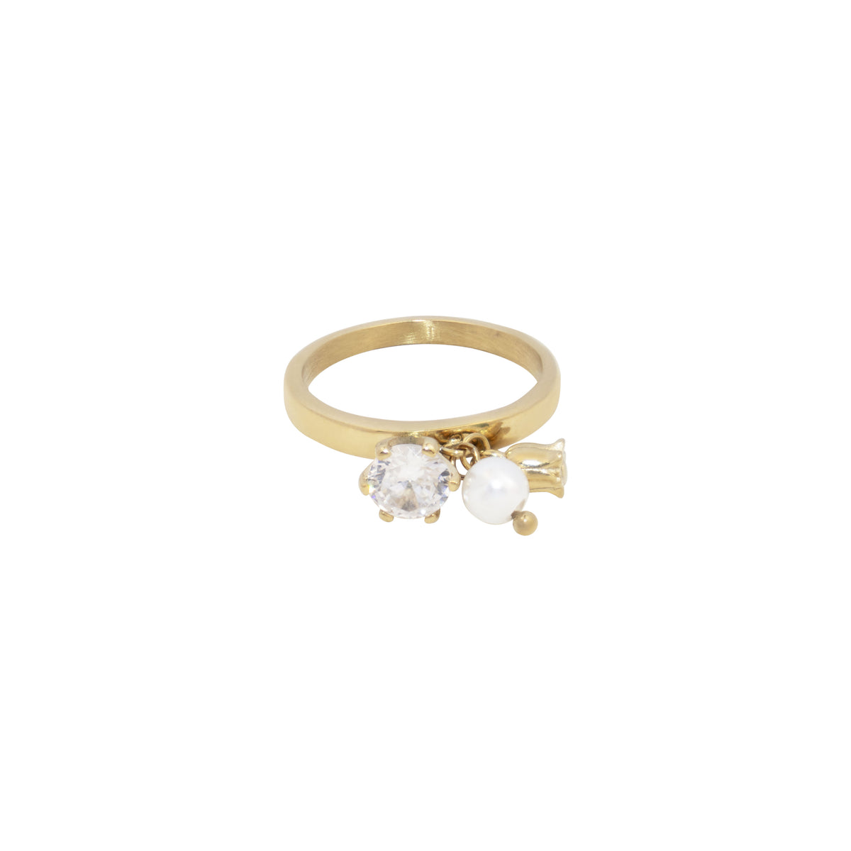 SINGLE CRYSTAL RING W/LILY CHARM