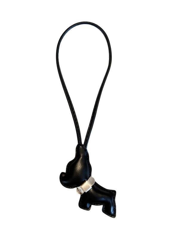 BIG PUPPY BAG CHARM BLACK W/SPARKLED CHAMPAGNE