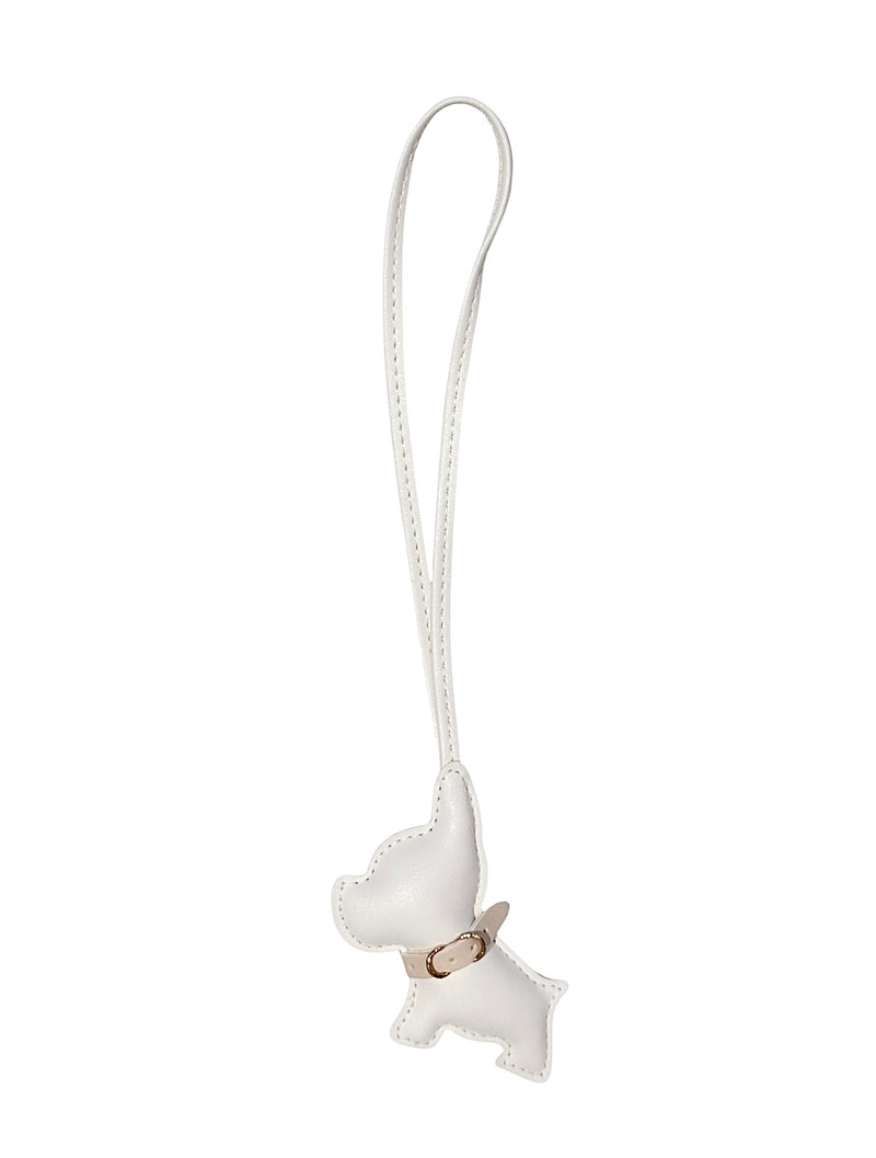 BIG PUPPY BAG CHARM WHITE W/SAND