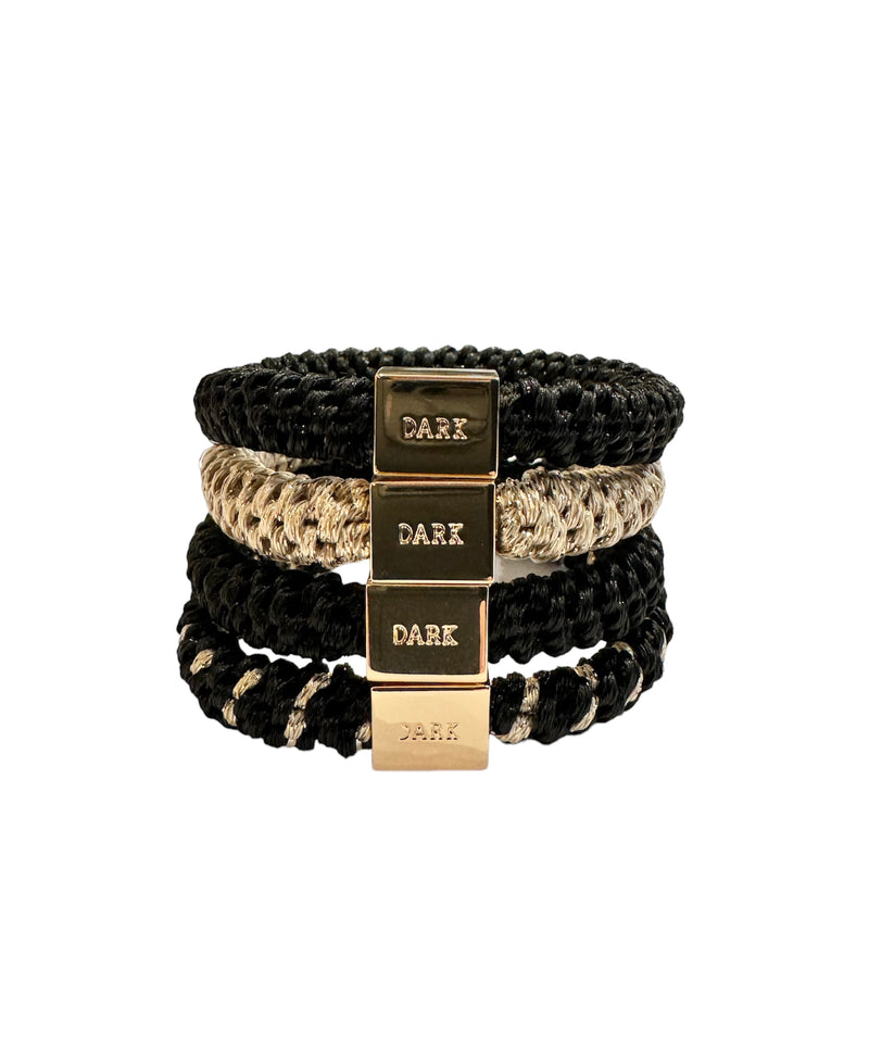 FAT HAIR TIES 4 PK COMBO BLACK MIX W/GOLD FAT HAIR TIES 4 PK COMBO BLACK MIX W/GOLD