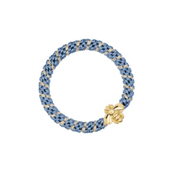 FAT HAIR TIE BLUE STRIPE W/BEE