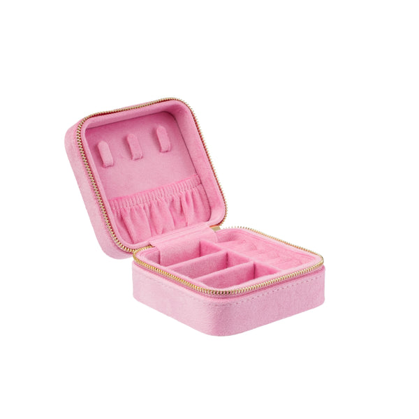 VELVET JEWELLERY BOX MINI BUBBLEGUM PINK