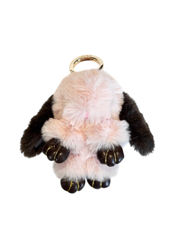 BUNNY BAG CHARM PALE ROSE W/CHOCOLATE BROWN