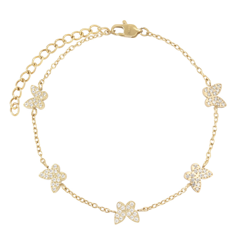 BUTTERFLY CHAIN BRACELET W/CRYSTALS