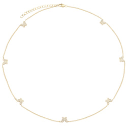BUTTERFLY CHAIN NECKLACE W/CRYSTALS 38 CM
