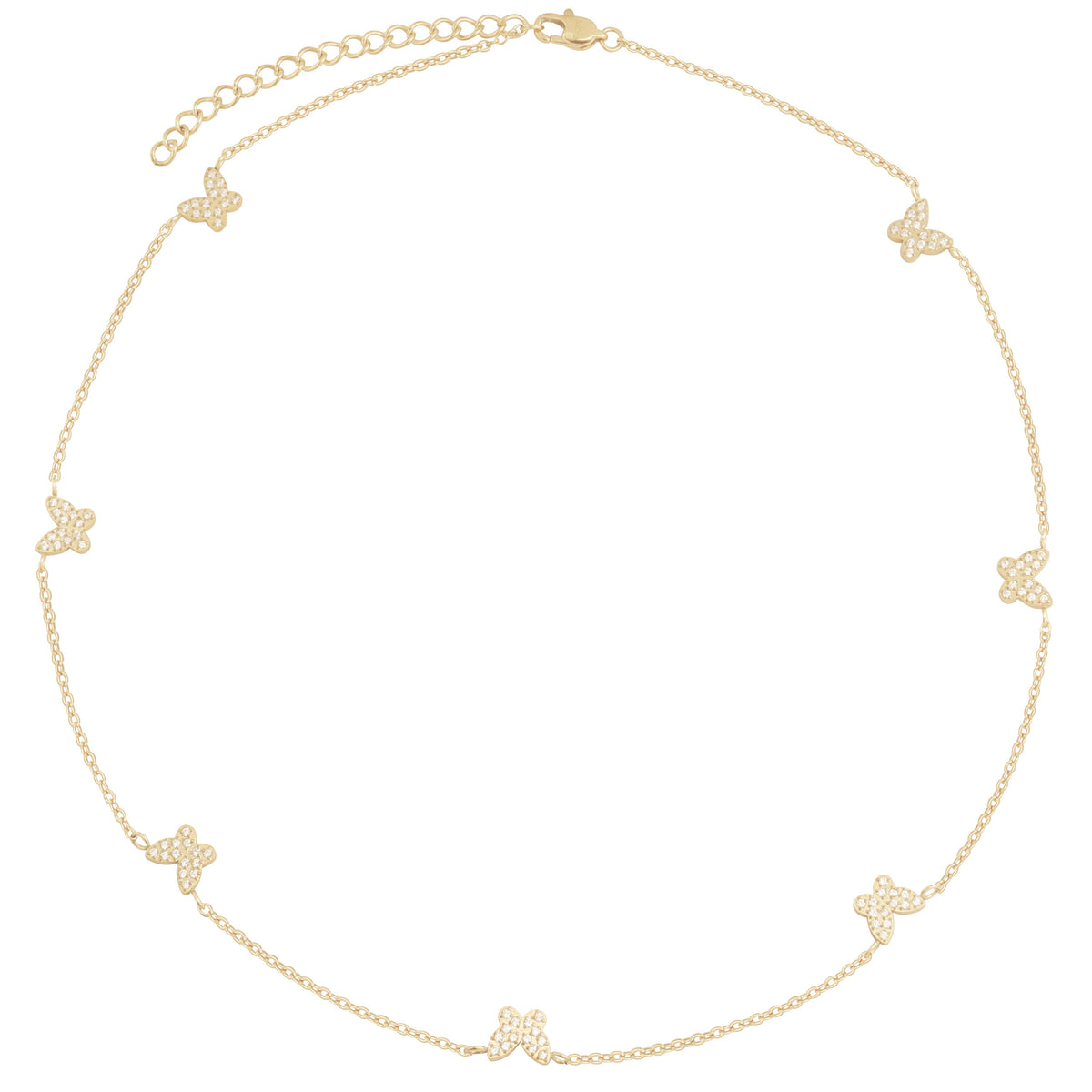 BUTTERFLY CHAIN NECKLACE W/CRYSTALS 45 CM