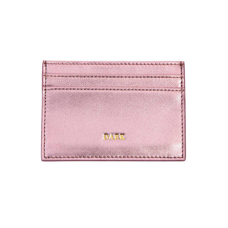 LEATHER CARD HOLDER NAPPA ROSE METALLIC