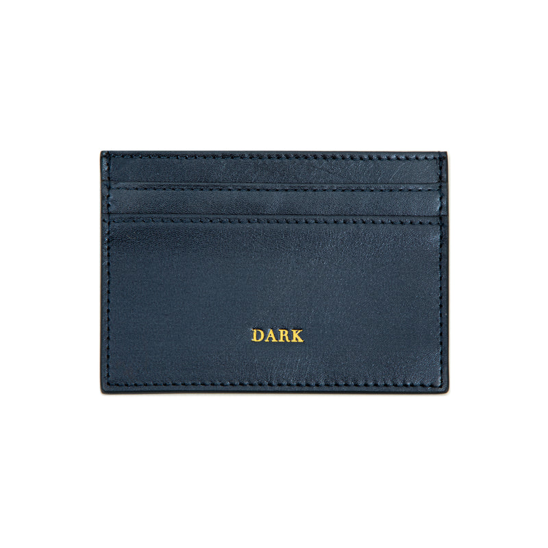 LEATHER CARD HOLDER NAPPA NAVY BLUE METALLIC