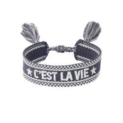 WOVEN FRIENDSHIP BRACELET "C'est La Vie" Steel Blue