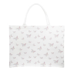 CANVAS TOTE LARGE OFF WHITE BUTTERFLY PATTERN