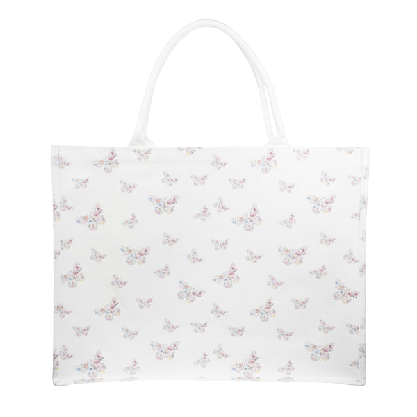 CANVAS TOTE LARGE OFF WHITE BUTTERFLY PATTERN