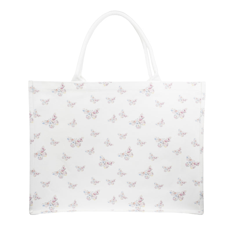 CANVAS TOTE LARGE OFF WHITE BUTTERFLY PATTERN