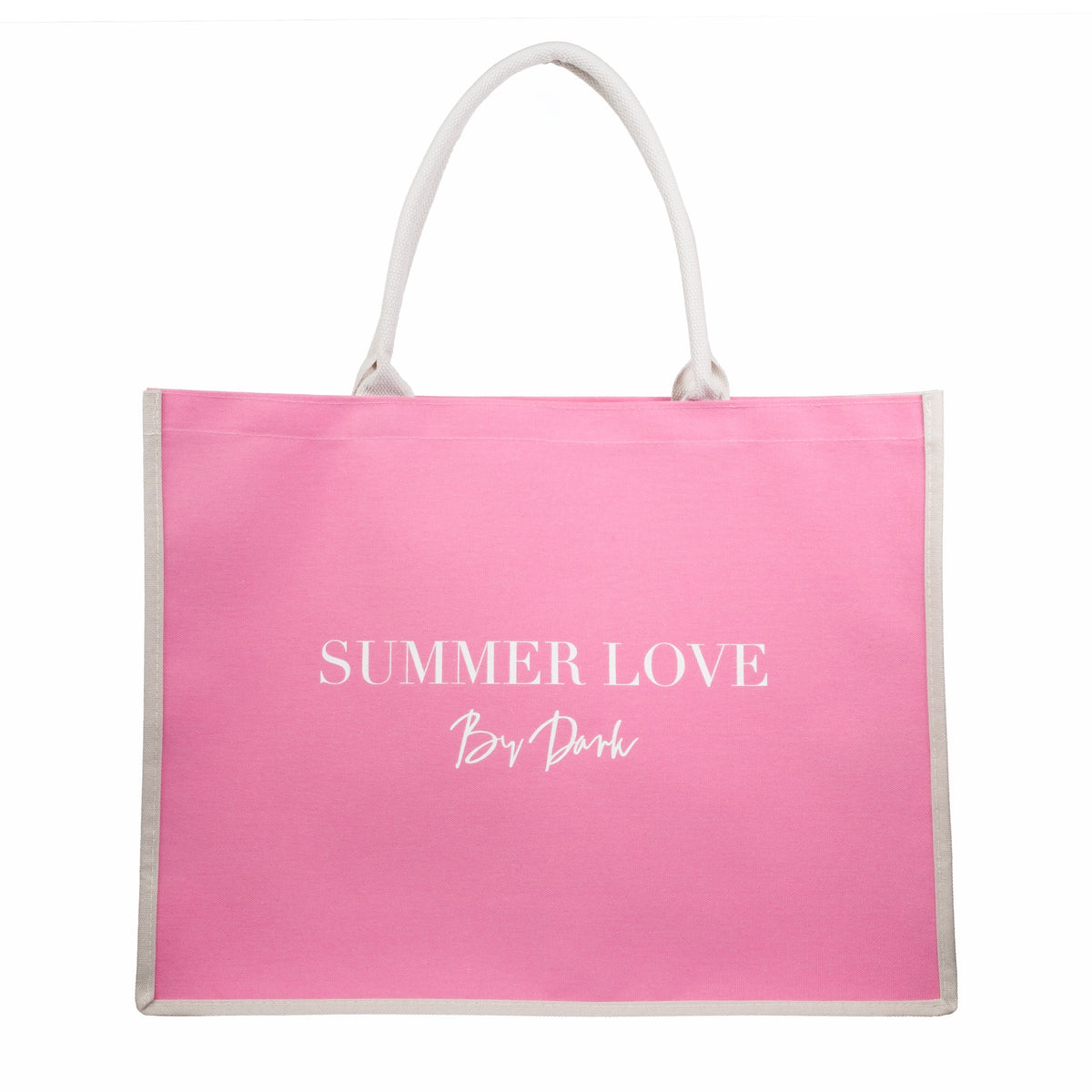 CANVAS TOTE LARGE "SUMMER LOVE" BUBBLEGUM PINK W/ SAND