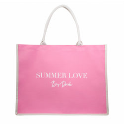 CANVAS TOTE LARGE "SUMMER LOVE" BUBBLEGUM PINK W/ SAND