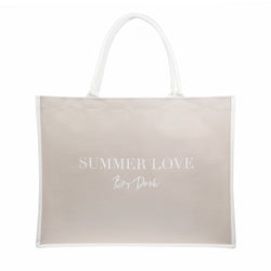 CANVAS TOTE LARGE "SUMMER LOVE" SAND W/OFF WHITE