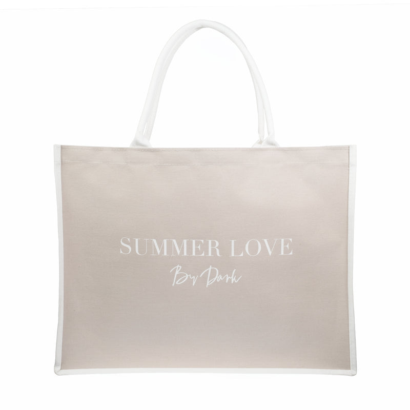 CANVAS TOTE LARGE "SUMMER LOVE" SAND W/OFF WHITE