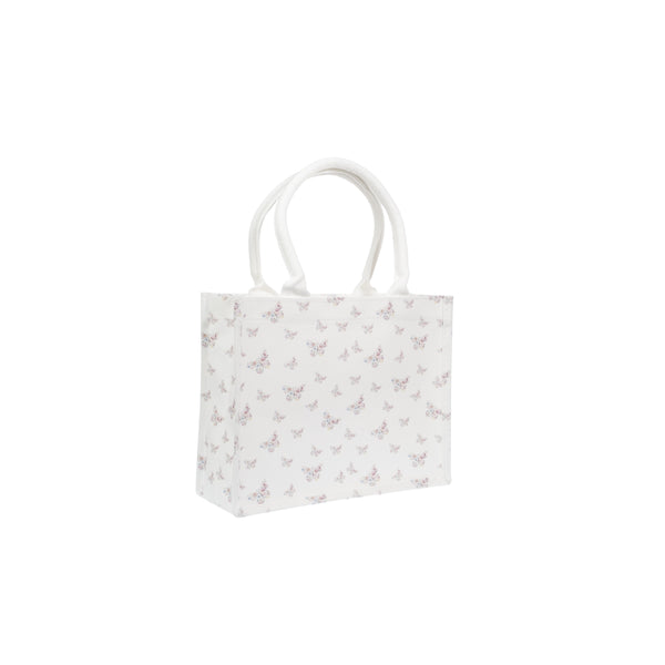 CANVAS TOTE SMALL OFF WHITE BUTTERFLY PATTERN