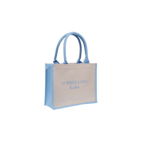 CANVAS TOTE SMALL "SUMMER LOVE" SAND W/IBIZA BLUE