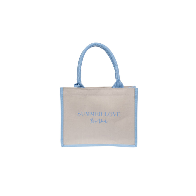 CANVAS TOTE SMALL "SUMMER LOVE" SAND W/IBIZA BLUE