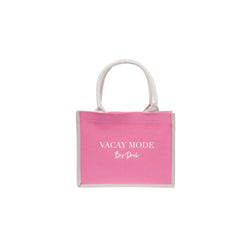 CANVAS TOTE SMALL "VAYCAY MODE" BUBBLEGUM PINK W/SAND