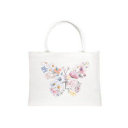 CANVAS TOTE MEDIUM OFF WHITE W/BUTTERFLY