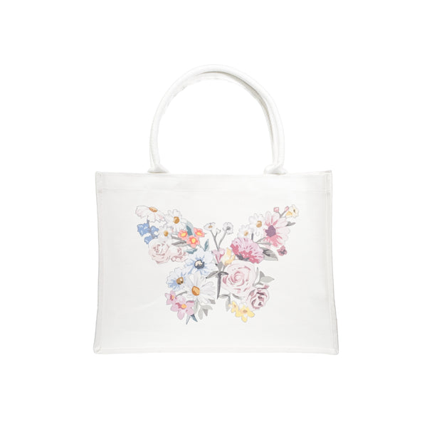 CANVAS TOTE MEDIUM OFF WHITE W/BUTTERFLY