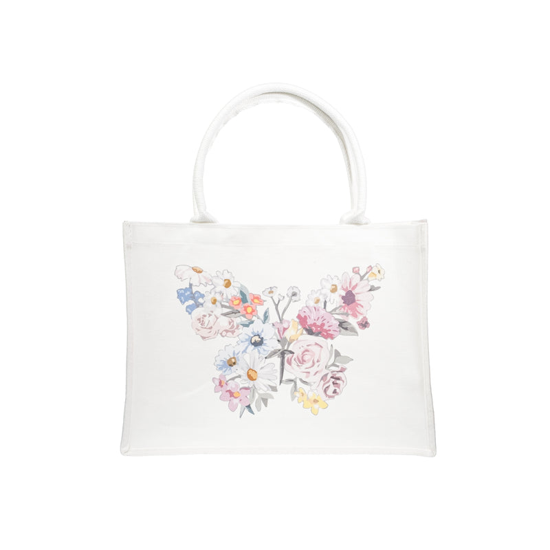 CANVAS TOTE MEDIUM OFF WHITE W/BUTTERFLY