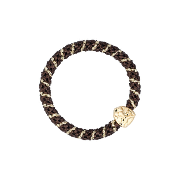FAT HAIR TIE CHOCOLATE BROWN STRIPE W/LION