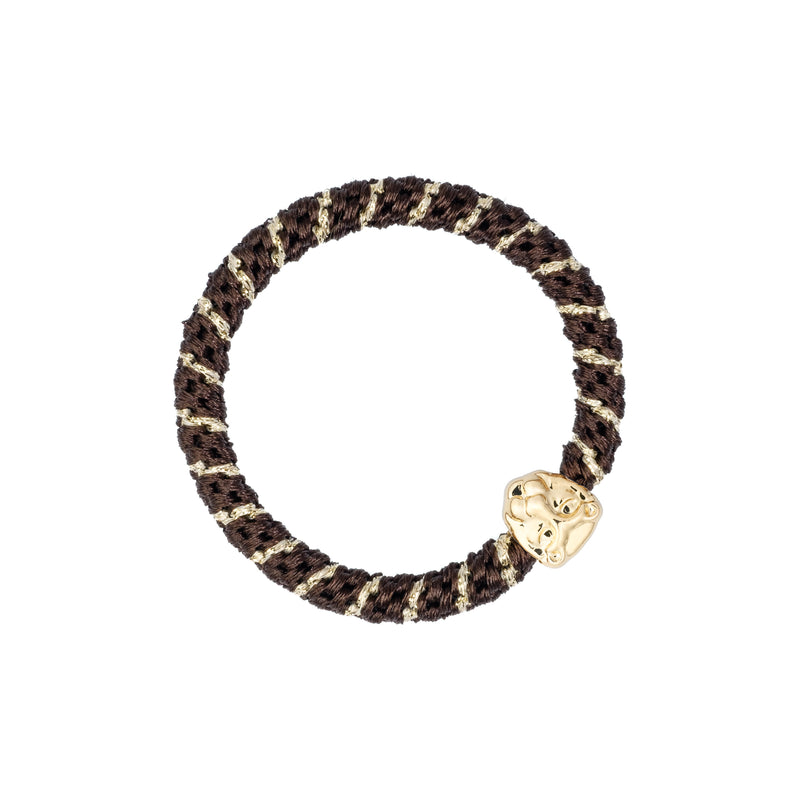 FAT HAIR TIE CHOCOLATE BROWN STRIPE W/LION
