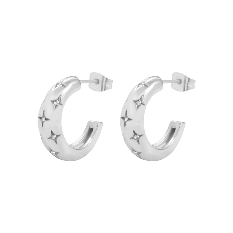 CHUNKY STAR CREOLE SILVER