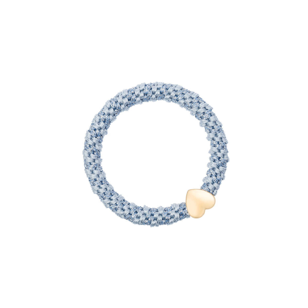 FAT HAIR TIE COOL BLUE GLITTER STRIPE W/HEART