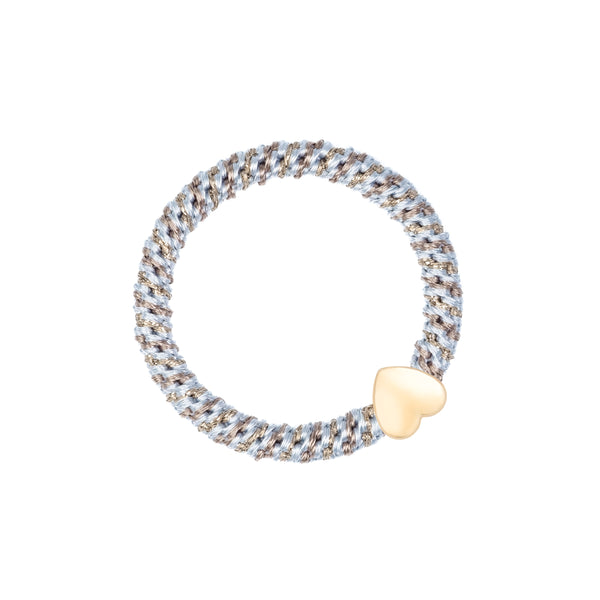 FAT HAIR TIE COOL BLUE & WARM TAUPE MIX W/HEART
