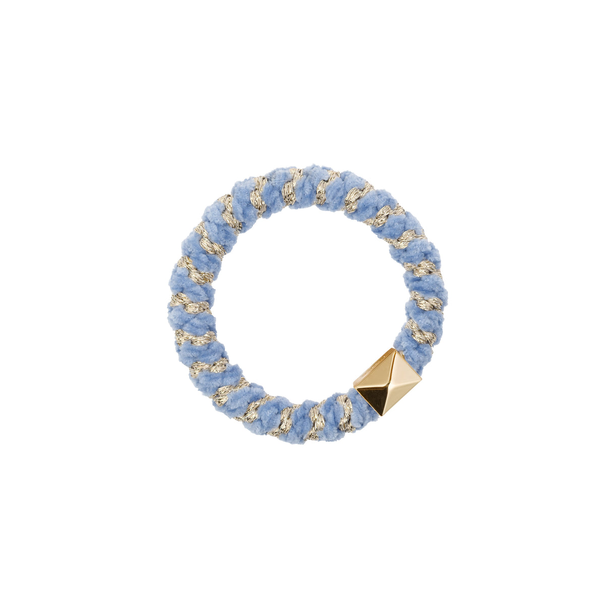 FLUFFY FAT HAIR TIE COUNTRY BLUE STRIPE