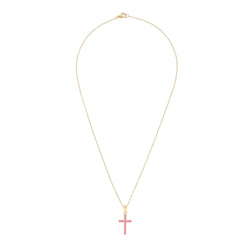 CROSS NECKLACE W/CRYSTALS PINK