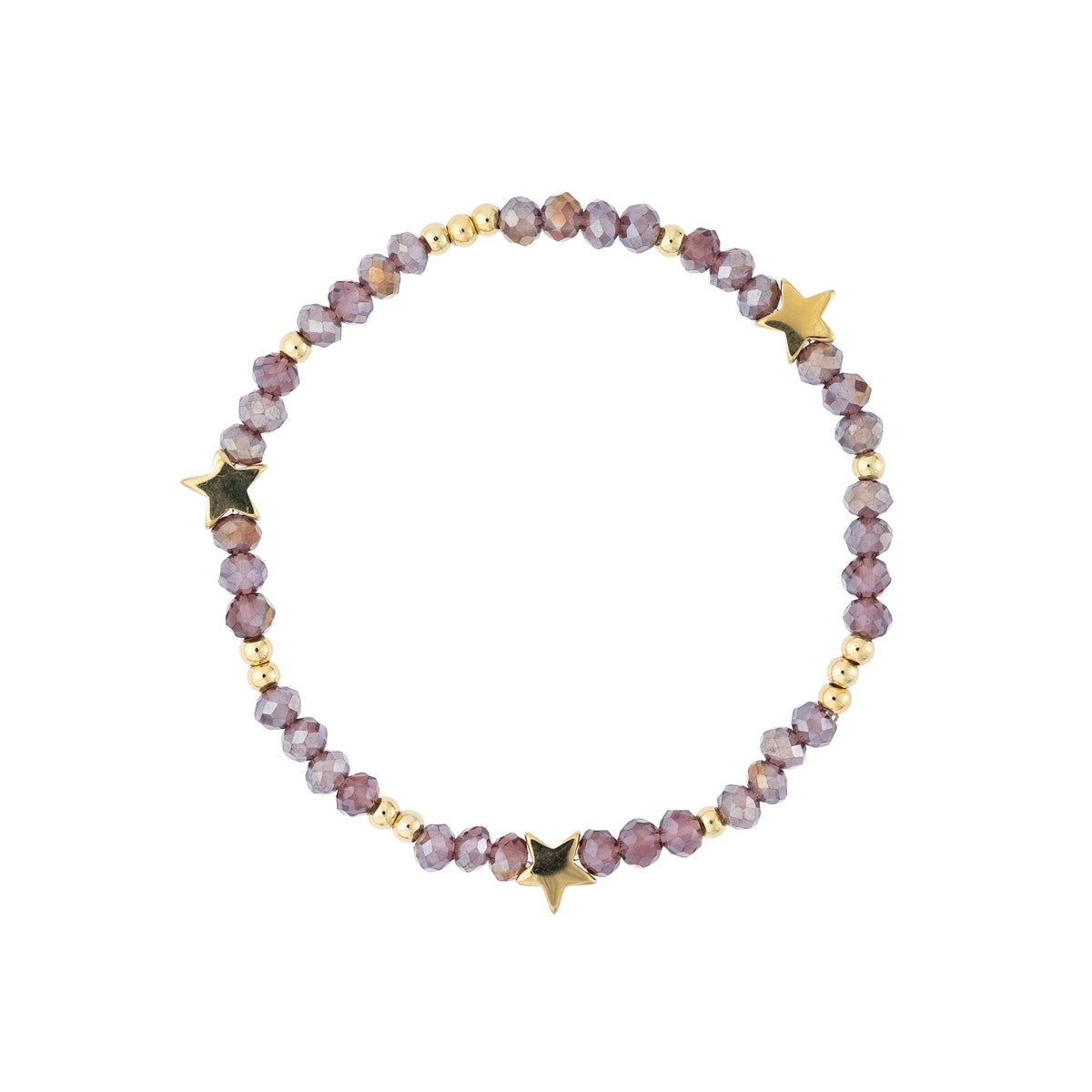 CRYSTAL BEAD BRACELET W/STAR & GOLD BEADS SPARKLED MAROON CRYSTAL BEAD BRACELET W/STAR & GOLD BEADS SPARKLED MAROON