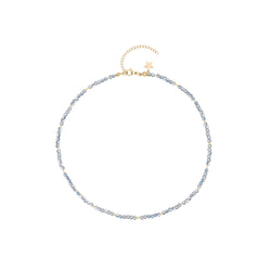 CRYSTAL BEAD NECKLACE 3 MM SPARKLED COOL BLUE