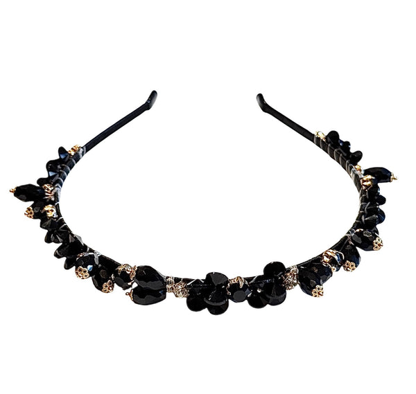 CRYSTAL HAIR BAND BLACK