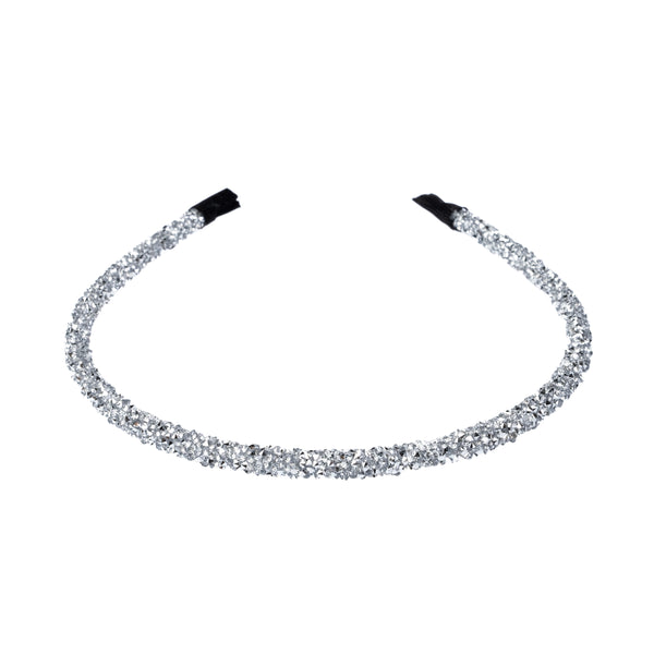 CRYSTAL HAIR BAND THIN SILVER