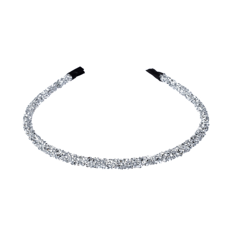 CRYSTAL HAIR BAND THIN SILVER