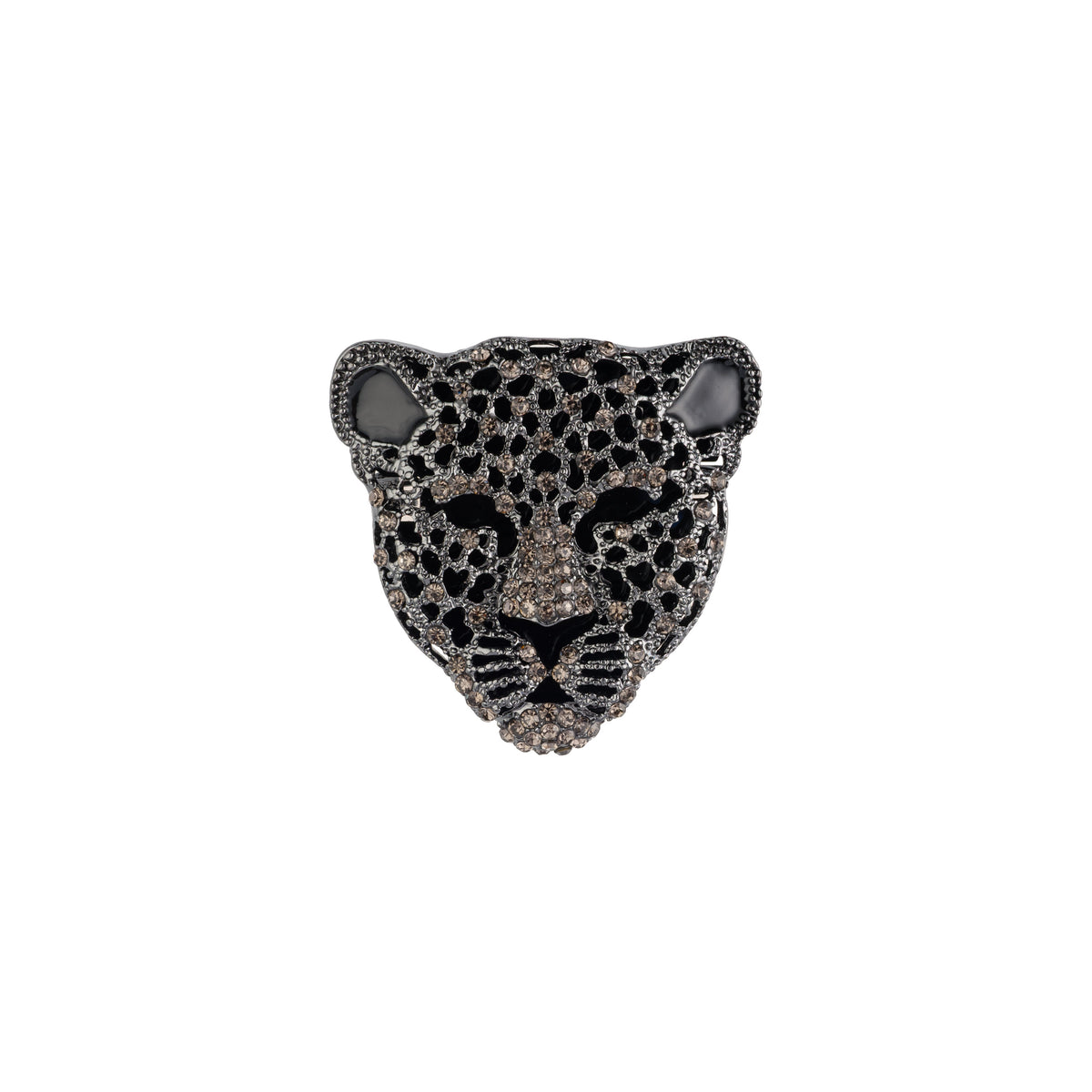 CRYSTAL PANTHER BROOCH BLACK GUN