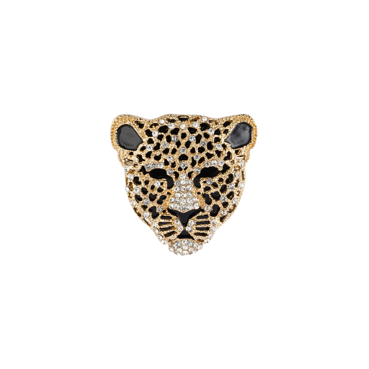 CRYSTAL PANTHER BROOCH GOLD