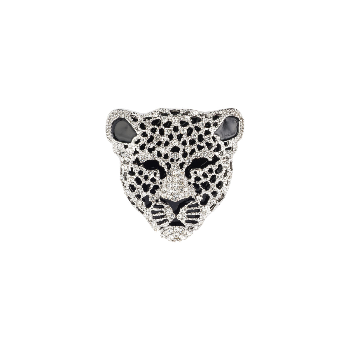 CRYSTAL PANTHER BROOCH SILVER