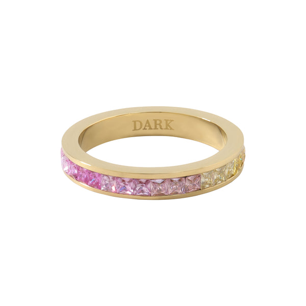 CRYSTAL RING BROAD PINK & YELLOW MIX